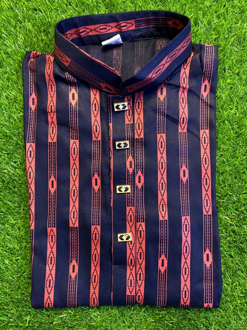 প্রিমিয়াম কোয়ালিটি পাঞ্জাবী Code-82 Navy Blue Color Red Stripe