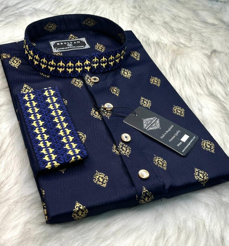 Premium Embroidery Panjabi – Color Navy Blue